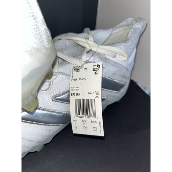 Adidas Freak Ultra 20 White Silver Football Cleats‎ Men’s Size 15 New In Box - Picture 3 of 6
